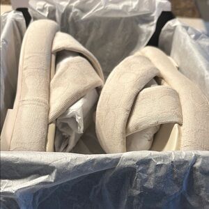 Coach Penelope Signature C Logo Canvas Platform Slide Sandals